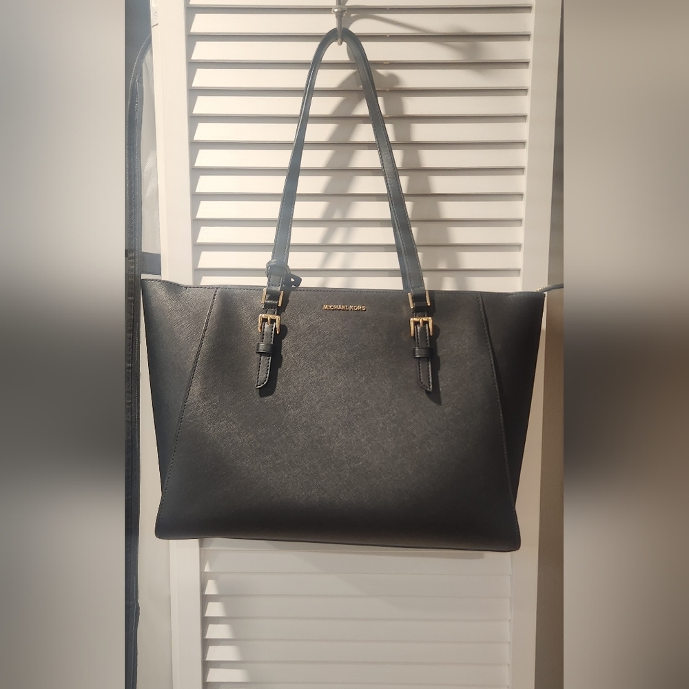 Michael Kors Black Tote with Gold Accents
